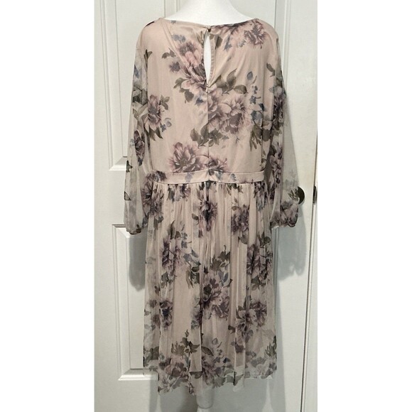 NEW Candalite Women’s Floral Dress Lilac Mesh Overlay Sheer Size 2X - Picture 4 of 9